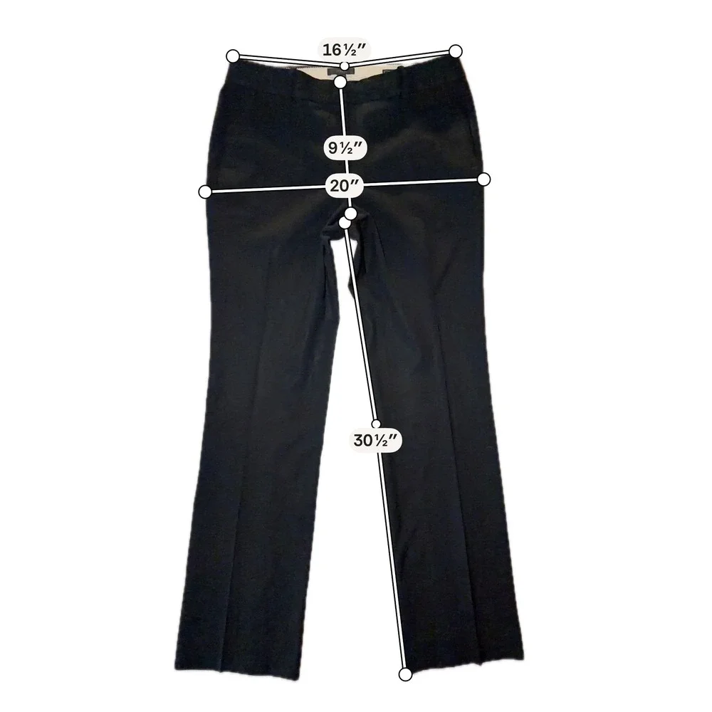 J.Crew Womens Black Tollegno 1900 Italian Wool Straight Leg Dress Pants 8 A10